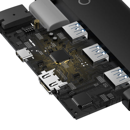 USB-C Hub Baseus Lite, 3 x USB-A 3.0 - USB-C - HDMI, Čierny WKQX040001