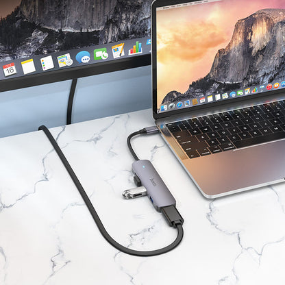 USB-C Hub HOCO HB27, USB-A 3.0 - 2 x USB-A - USB-C - HDMI, Sivá