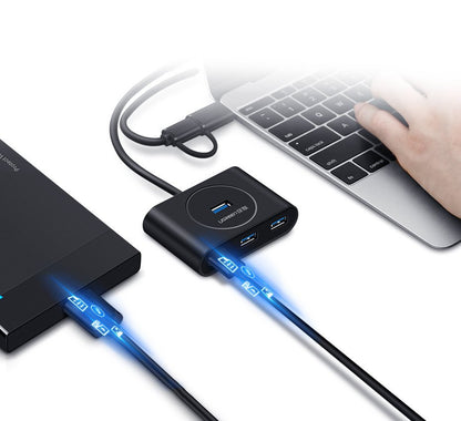 Hub USB UGREEN CR113, 4 x USB-A 3.0, 1m, čierna