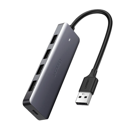Hub USB UGREEN CM219, 4 x USB-A 3.0 - 1 x USB-C, Sivý