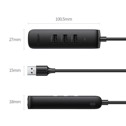 USB hub UGREEN CM416, 4 x USB-A 3.0, 1m, čierny