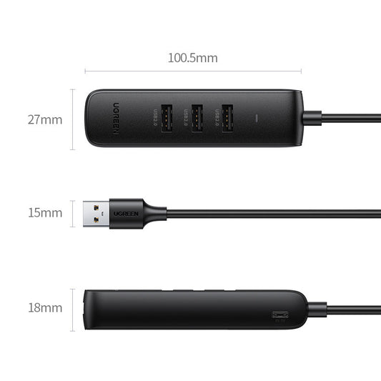 USB hub UGREEN CM416, 4 x USB-A 3.0, 1m, čierny