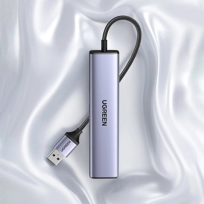 Hub USB UGREEN CM475, 3 x USB-A 3.0 - 1 x USB-C - 1 x RJ45, Sivý
