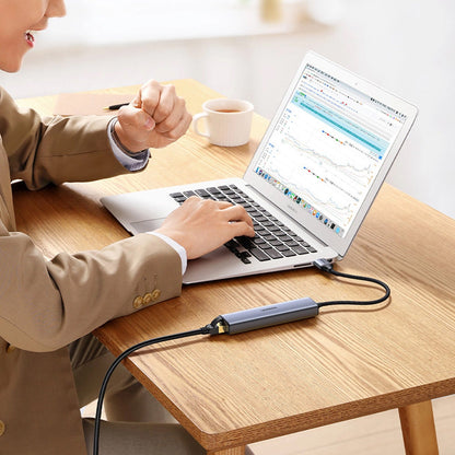 Hub USB UGREEN CM475, 3 x USB-A 3.0 - 1 x USB-C - 1 x RJ45, Sivý