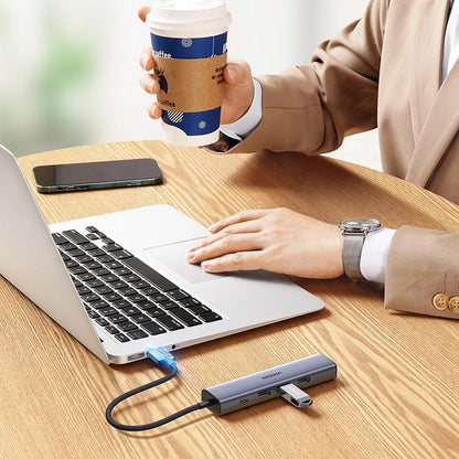 Hub USB UGREEN CM475, 3 x USB-A 3.0 - 1 x USB-C - 1 x RJ45, Sivý