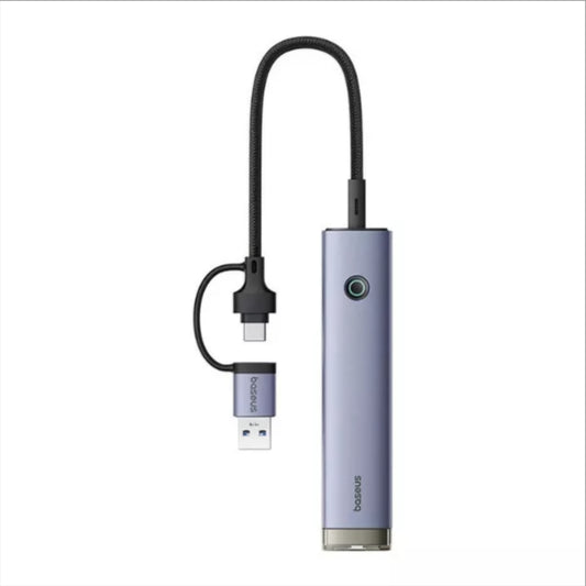 Hub USB / USB-C Baseus UltraJoy, 3 x USB-A 3.0 - 1 x USB-C - 1 x RJ45, Sivý B0005280B811-14