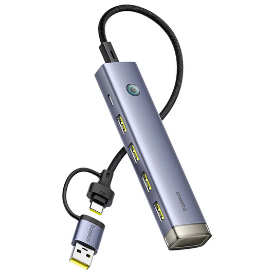Hub USB / USB-C Baseus UltraJoy, 4 x USB-A 3.2 - 1 x USB-C, Sivý B0005280B811-15