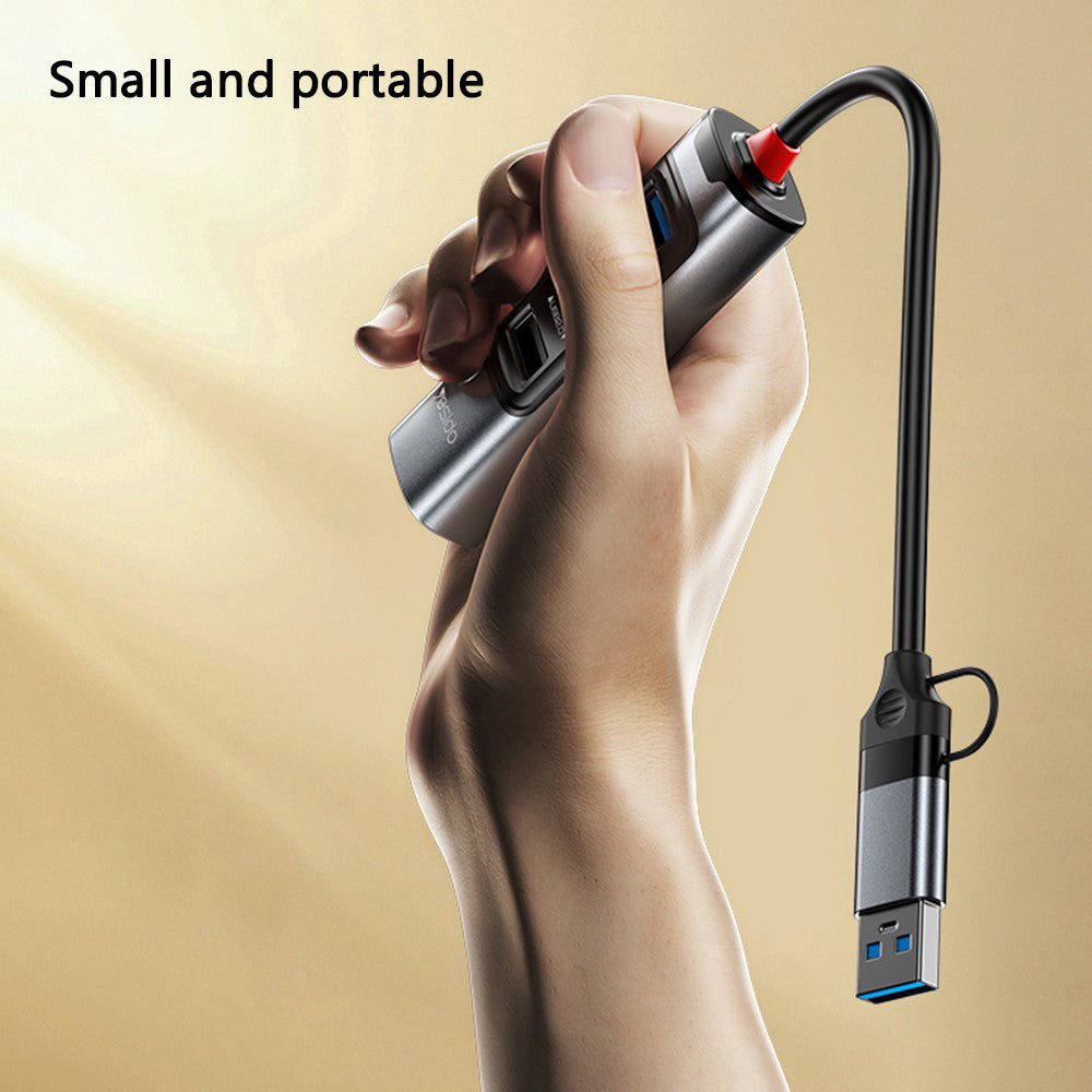 USB / USB-C hub Yesido HB20, 5v1, Sivý