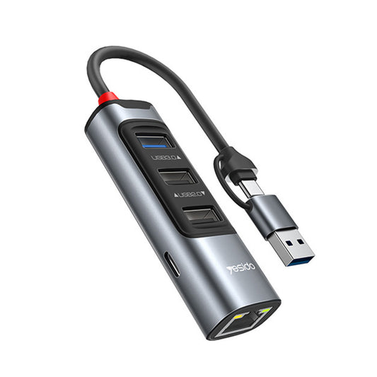 USB / USB-C hub Yesido HB21, 5v1, Sivý