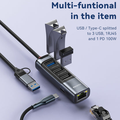 USB / USB-C hub Yesido HB21, 5v1, Sivý