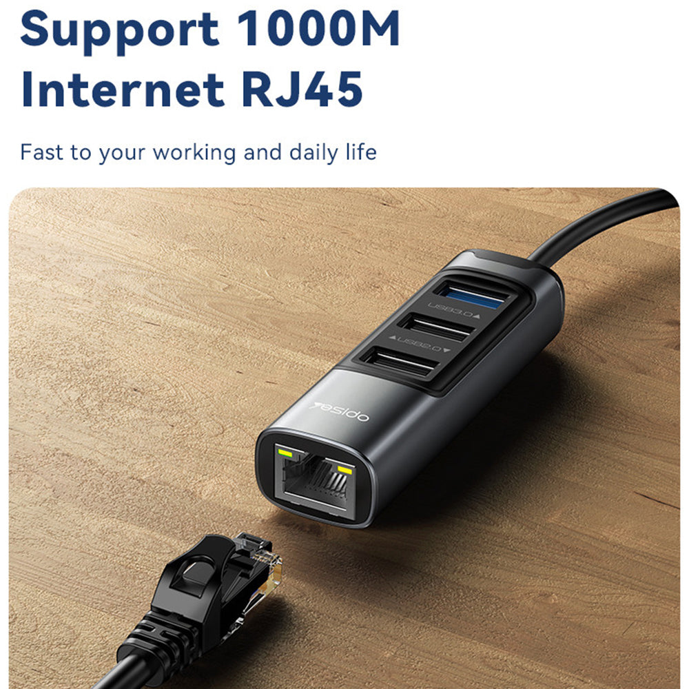 USB / USB-C hub Yesido HB21, 5v1, Sivý