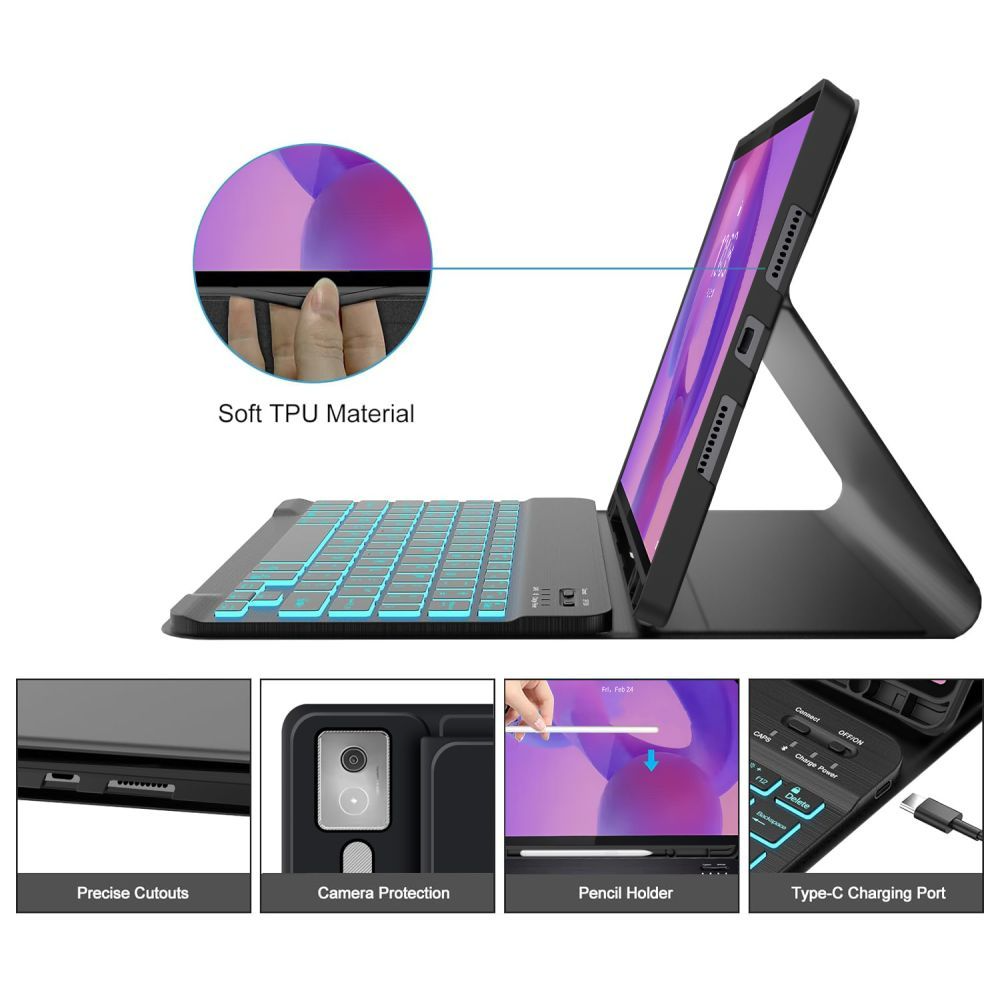 Puzdro s klávesnicou pre Lenovo Idea Tab Pro, Tech-Protect, SC PEN, čierne