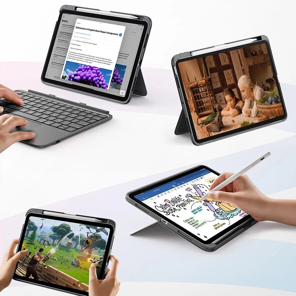 Puzdro s klávesnicou pre Apple iPad (2025) / (2022), ESR, Flex, Sivé