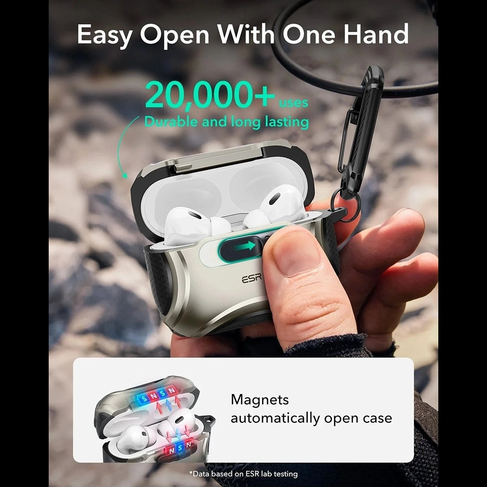 Puzdro ESR Cyber FlickLock pre Apple AirPods Pro 3, Sivé