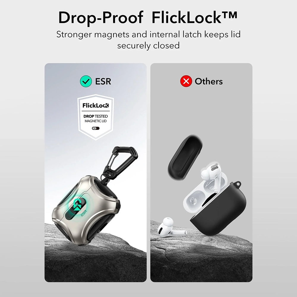 Puzdro ESR Cyber FlickLock pre Apple AirPods Pro 3, Sivé