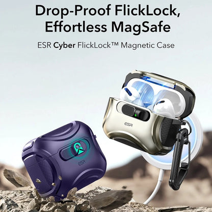 Puzdro ESR Cyber FlickLock pre Apple AirPods Pro 3, Fialové
