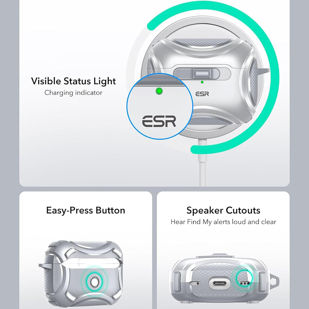 Puzdro ESR Cyber pre Apple AirPods Pro Series, sivé