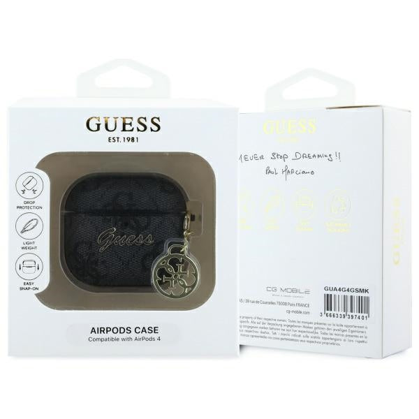 Puzdro Guess 4G Charm pre Apple AirPods 4, Hnedé