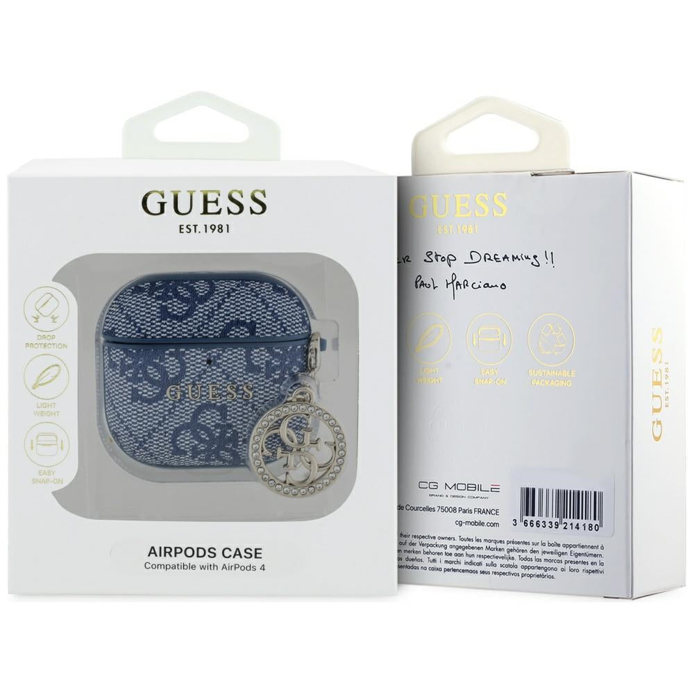 Puzdro Guess 4G Strass Charm pre Apple AirPods 4, Modrá