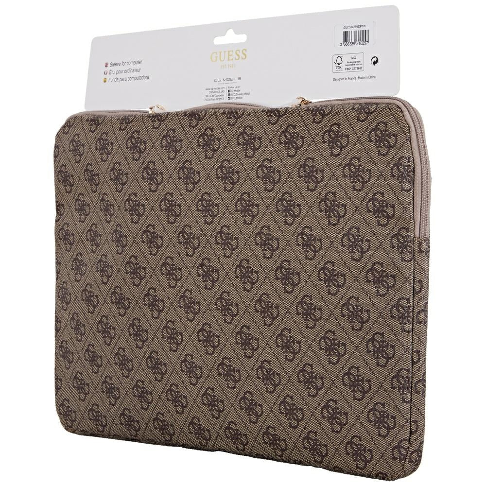 Puzdro Guess 4G Triangle Logo pre Laptop 14inch, Hnedé