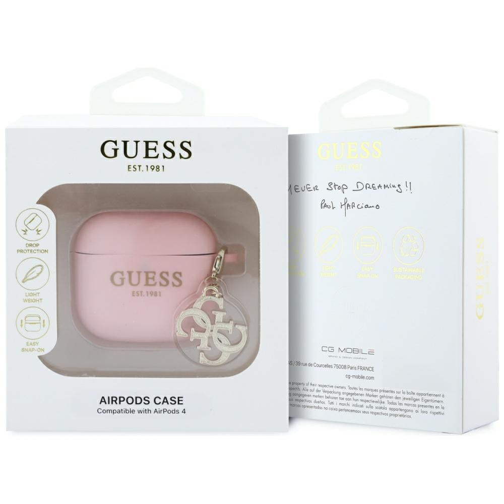 Puzdro Guess W/4G Charm pre Apple AirPods 4, Ružové