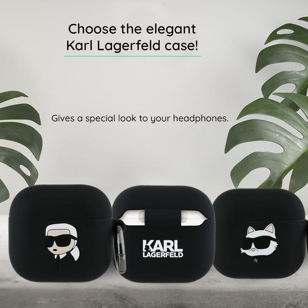 Puzdro Karl Lagerfeld 3D Karl & Choupette's Heads pre Apple AirPods 4, Čierne