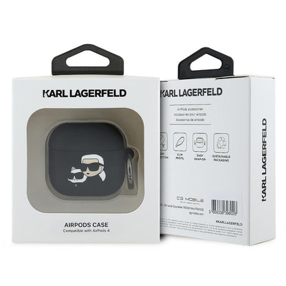 Puzdro Karl Lagerfeld 3D Karl & Choupette's Heads pre Apple AirPods 4, Čierne