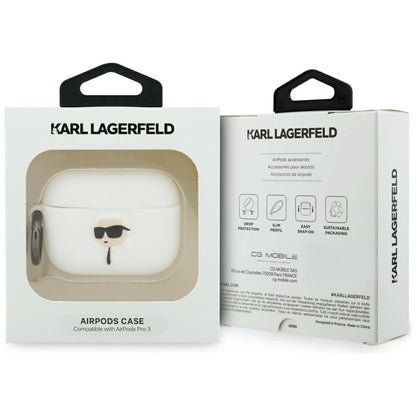 Puzdro Karl Lagerfeld 3D Karl's Head pre Apple AirPods Pro 3, Biela