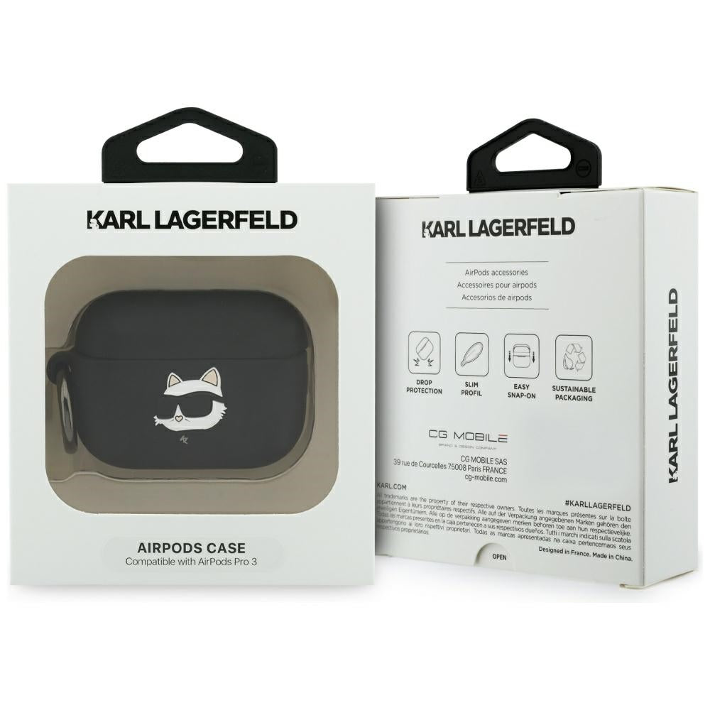 Puzdro Karl Lagerfeld Silicone Choupette's Head 3D pre Apple AirPods Pro 3, Čierne