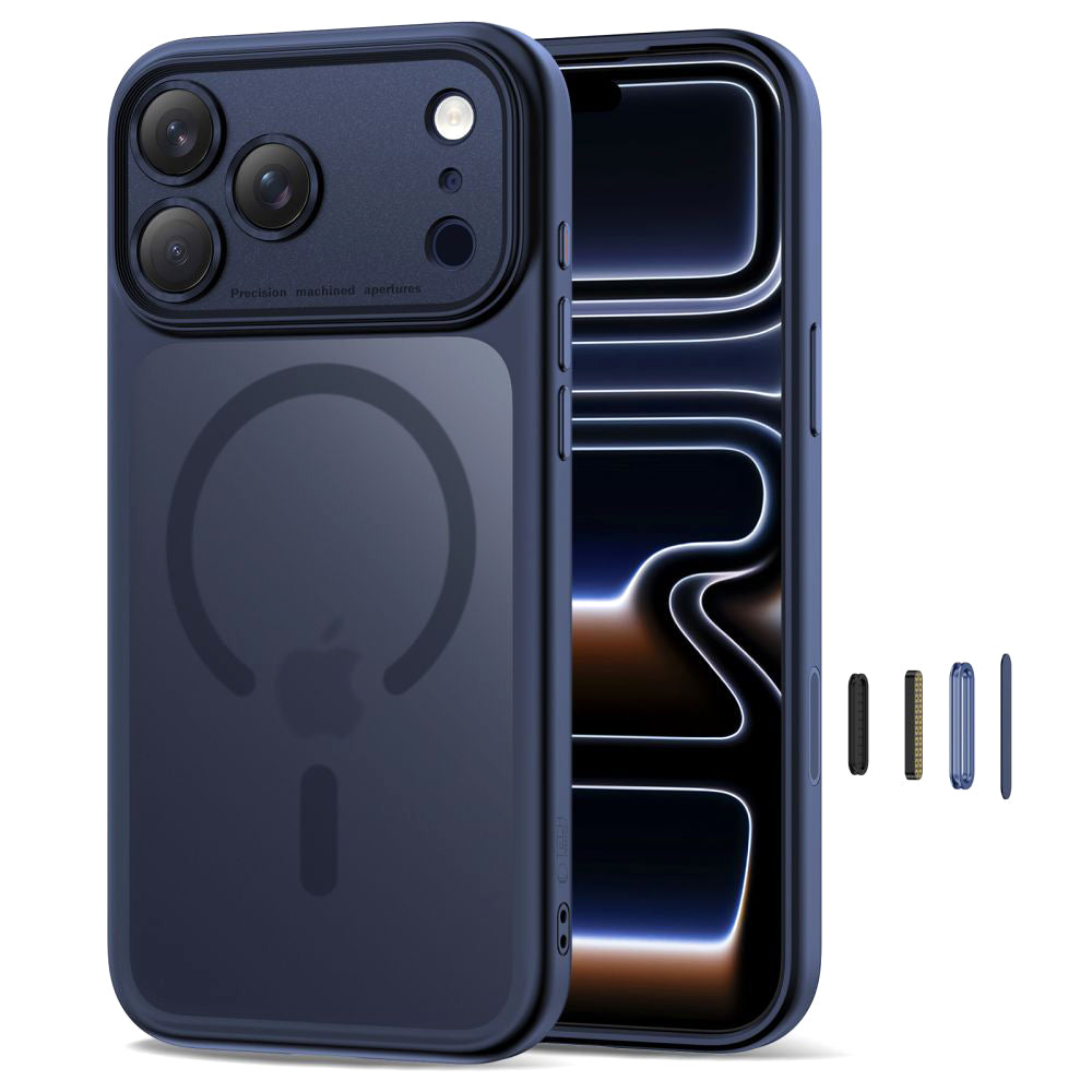MagSafe Case for Apple iPhone 17 Pro Max, Tech-Protect, MagPeak, Matte Navy Blue