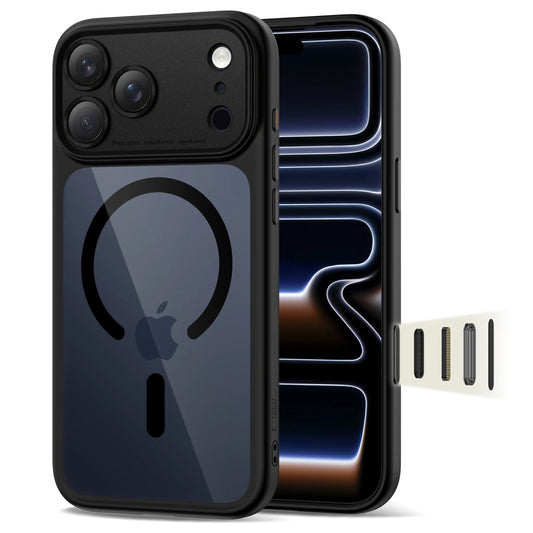 MagSafe puzdro pre Apple iPhone 17 Pro Max, Tech-Protect, MagPeak, Čierne priehľadné