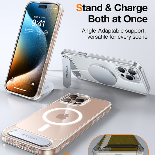 Puzdro MagSafe pre Apple iPhone 16 Pro, Torras, Pstand, Transparentné