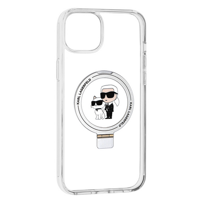 MagSafe puzdro pre Apple iPhone 15 Plus, Karl Lagerfeld, Ringstand Karl and Choupette, Biele, Znovu zabalené