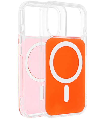 MagSafe kryt pre Apple iPhone 17e / 16e, OEM, Clear Fusion Mag Cover, Oranžový