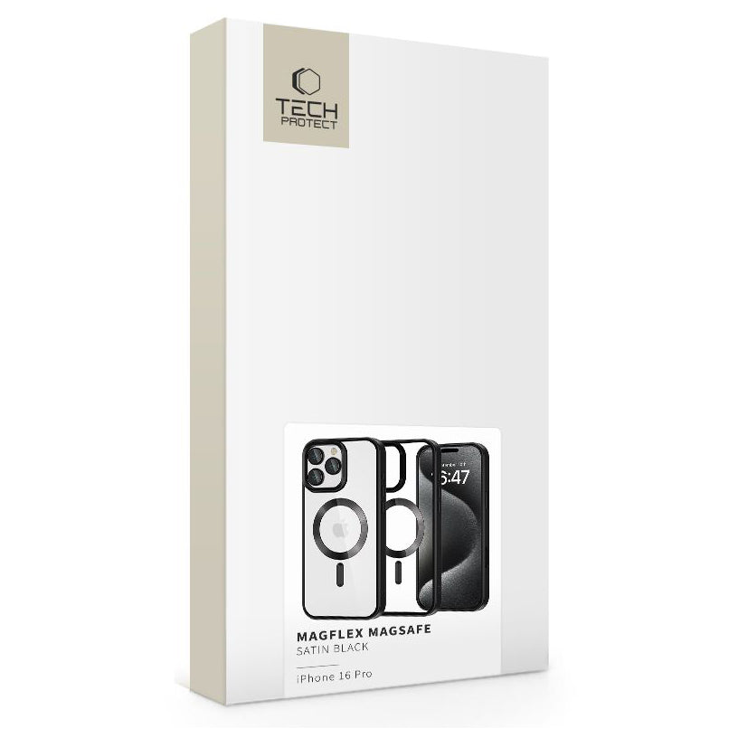 MagSafe Case for Apple iPhone 16 Pro, Tech-Protect, Magflex Satin, Black 