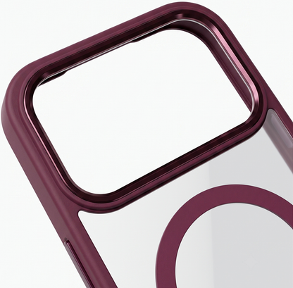 MagSafe Case for Apple iPhone 18 Pro / 17 Pro, OEM, Color Clear Mag, Burgundy