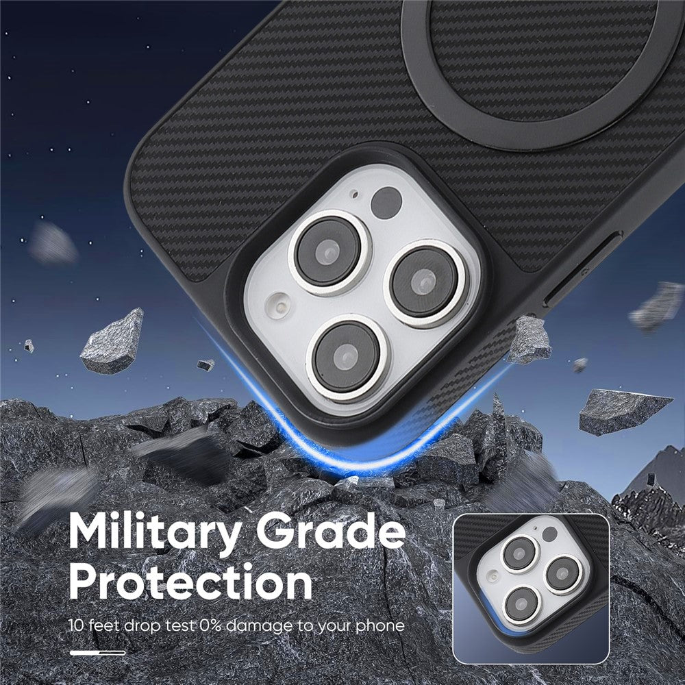 MagSafe puzdro pre Apple iPhone 16 Pro, OEM, Carbon Metal Ring, čierne