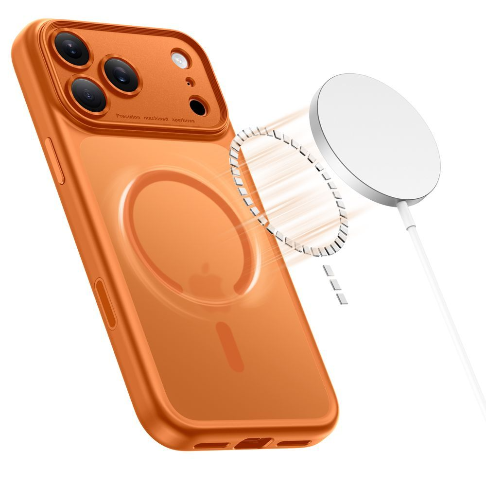 Puzdro MagSafe pre Apple iPhone 17 Pro, Tech-Protect, MagPeak, Matná Oranžová