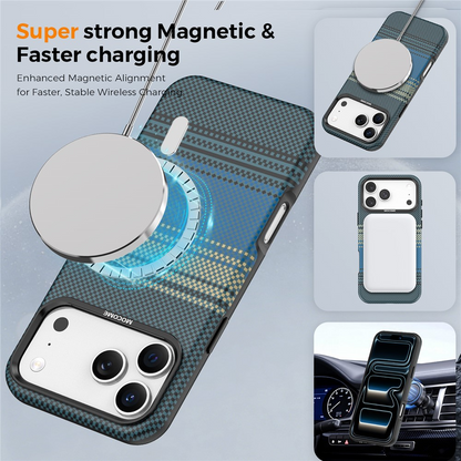 MagSafe puzdro pre Apple iPhone 17 Pro Max, OEM, Gradient Rainbow, Tmavomodrá