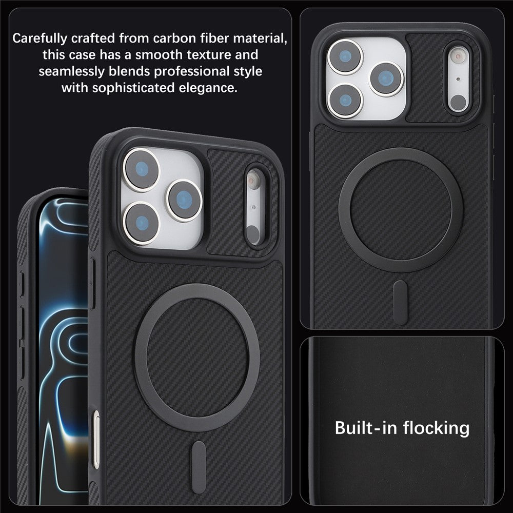 MagSafe puzdro pre Apple iPhone 17 Pro, OEM, Carbon Metal Ring, čierne