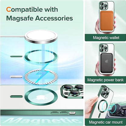 MagSafe puzdro pre Apple iPhone 12 Pro Max, Techsuit, Luxury Crystal, Tmavozelené