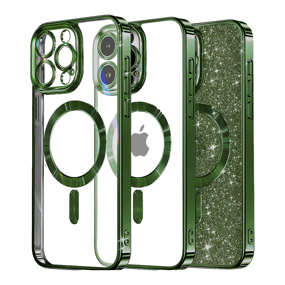 MagSafe puzdro pre Apple iPhone 12 Pro Max, Techsuit, Luxury Glitter, Tmavozelené