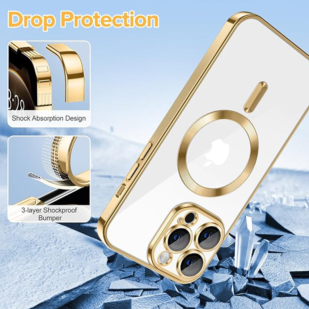 MagSafe puzdro pre Apple iPhone 12 Pro, Techsuit, Luxury Crystal, Zlaté