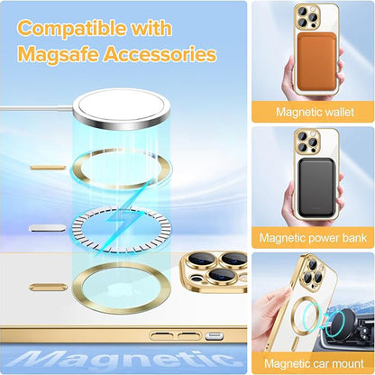 MagSafe puzdro pre Apple iPhone 12 Pro, Techsuit, Luxury Crystal, Zlaté