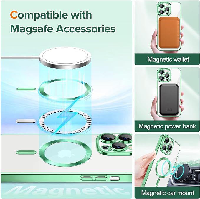 MagSafe puzdro pre Apple iPhone 12 Pro, Techsuit, Luxury Crystal, Svetlozelené