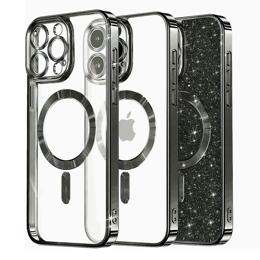 MagSafe puzdro pre Apple iPhone 12 Pro, Techsuit, Luxury Glitter, Čierne