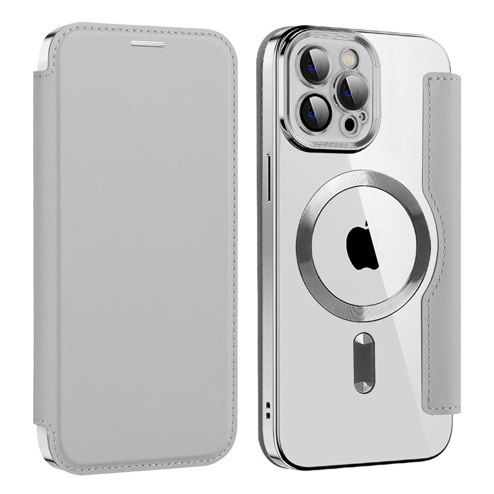 MagSafe Case for Apple iPhone 12 Pro, Techsuit, SmartMag Book, Gray
