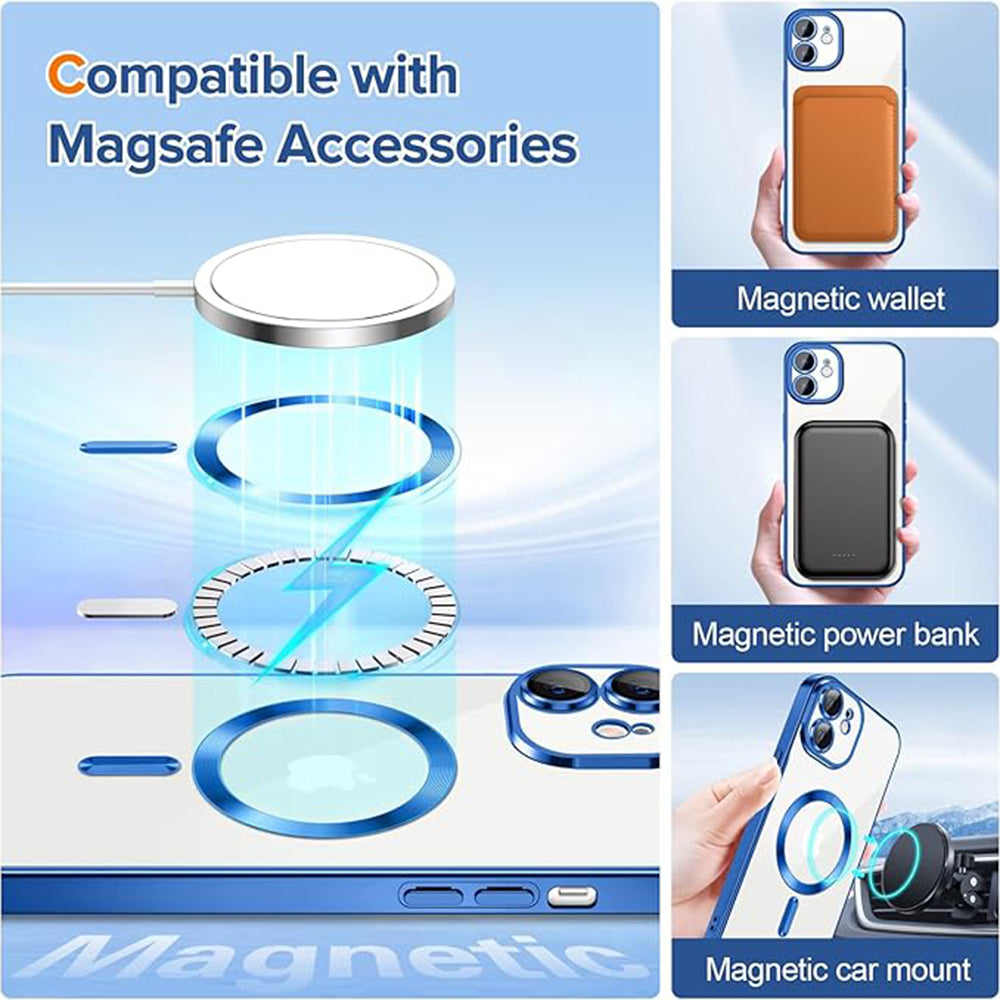 MagSafe puzdro pre Apple iPhone 12, Techsuit, Luxury Crystal, Tmavomodrá