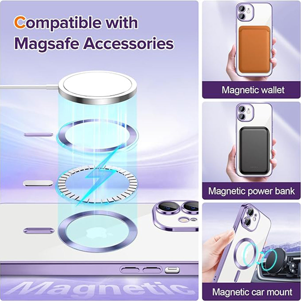 MagSafe puzdro pre Apple iPhone 12, Techsuit, Luxury Crystal, Svetlofialové