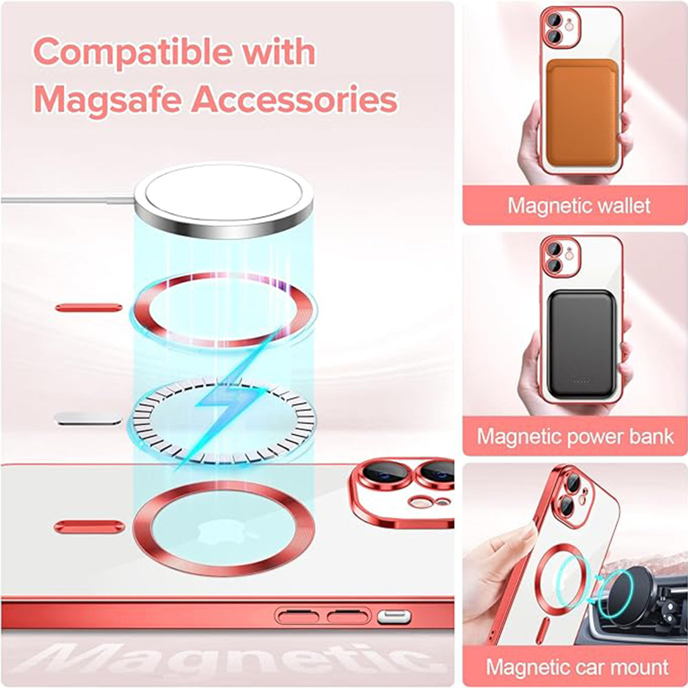 MagSafe Case for Apple iPhone 12, Techsuit, Luxury Crystal, Red